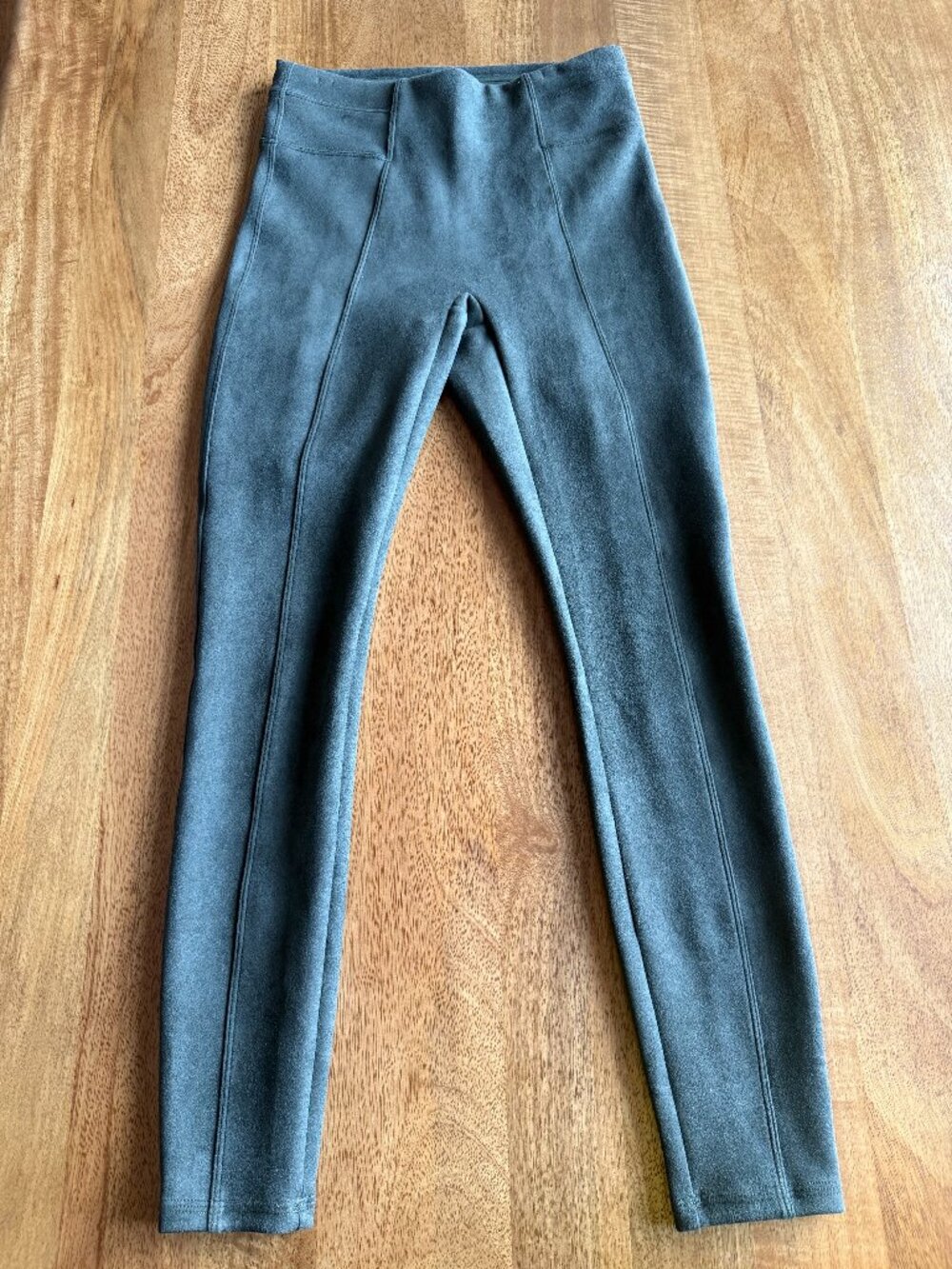Spanx Faux Suede Leggings Olive Green High Rise Seam Detail Womens S